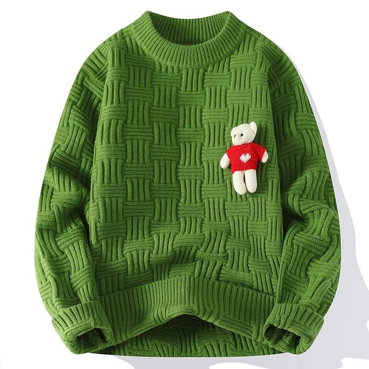 Men's Red Round Neck Long Sleeve Chunky Cable Knit Sweater - Premium Fitness & Activewear for Men & Women|UK