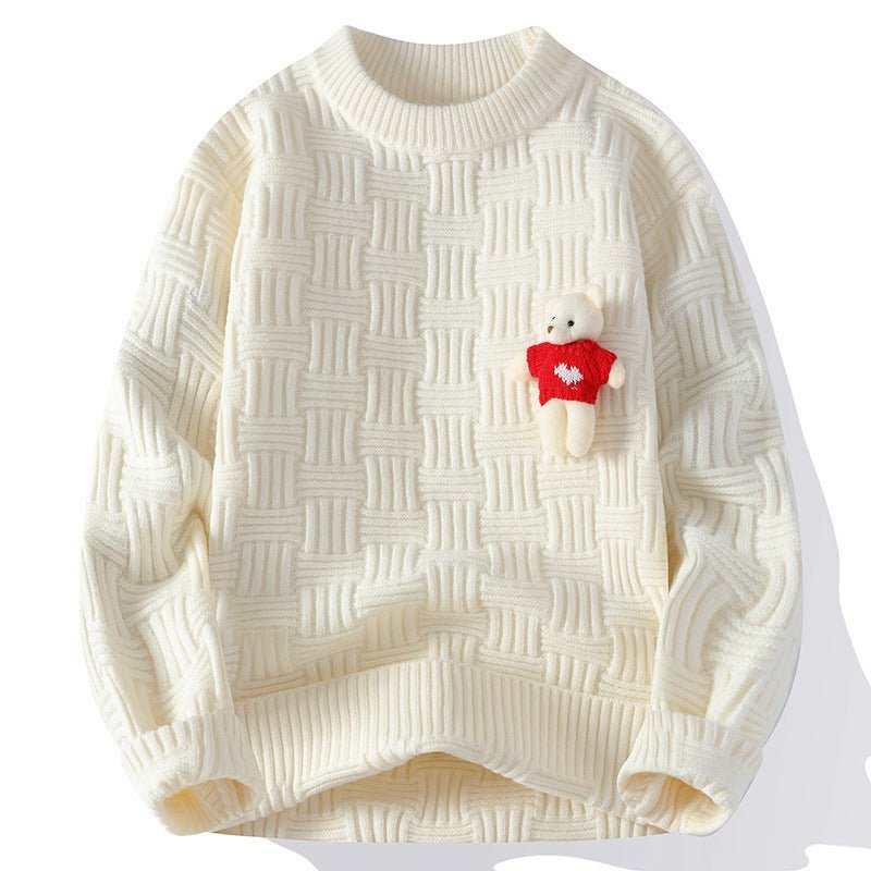 Men's Red Round Neck Long Sleeve Chunky Cable Knit Sweater - Premium Fitness & Activewear for Men & Women|UK