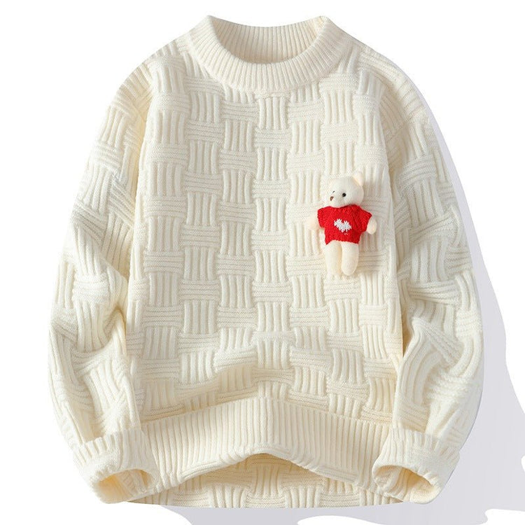 Men's Red Round Neck Long Sleeve Chunky Cable Knit Sweater - Premium Fitness & Activewear for Men & Women|UK