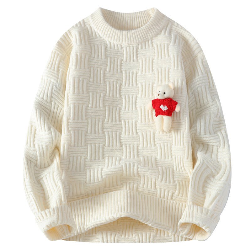 Men's Red Round Neck Long Sleeve Chunky Cable Knit Sweater - Premium Fitness & Activewear for Men & Women|UK