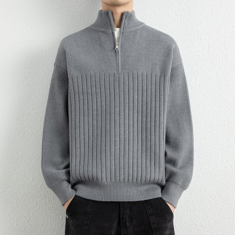 Men's Relaxed Fit Stand Collar Knitted Jacket Casual Top - Premium Fitness & Activewear