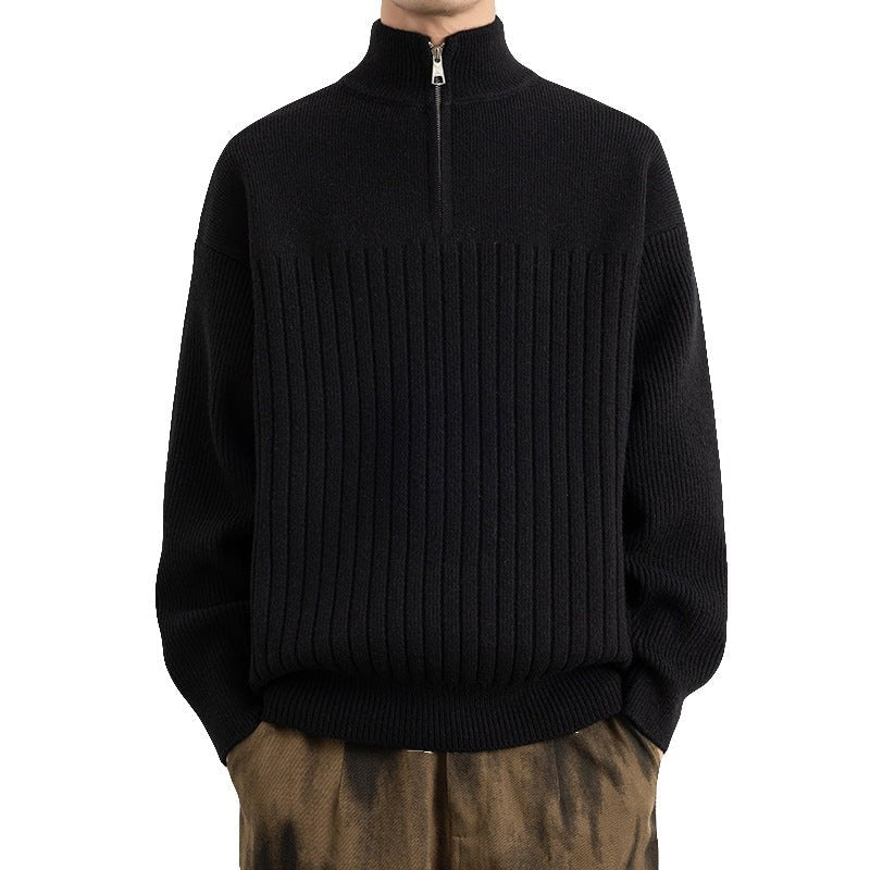 Men's Relaxed Fit Stand Collar Knitted Jacket Casual Top - Premium Fitness & Activewear