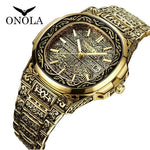 Men's Retro Watch ONOLA 3808 Waterproof Quartz with Steel Strip and Custom Muslim Azan Feature - Allen-Fitness