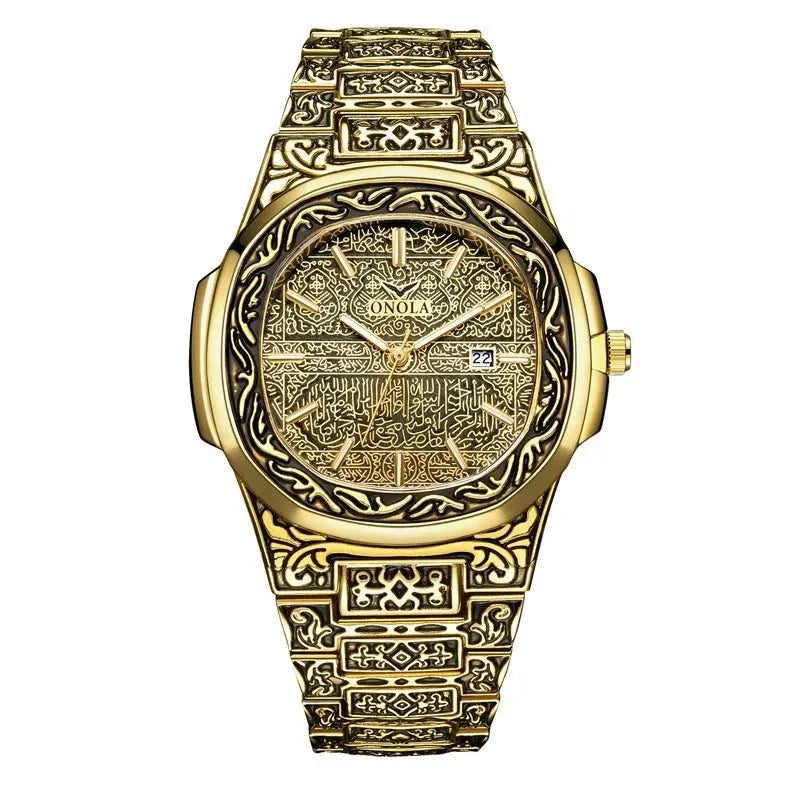 Men's Retro Watch ONOLA 3808 Waterproof Quartz with Steel Strip and Custom Muslim Azan Feature - Allen-Fitness