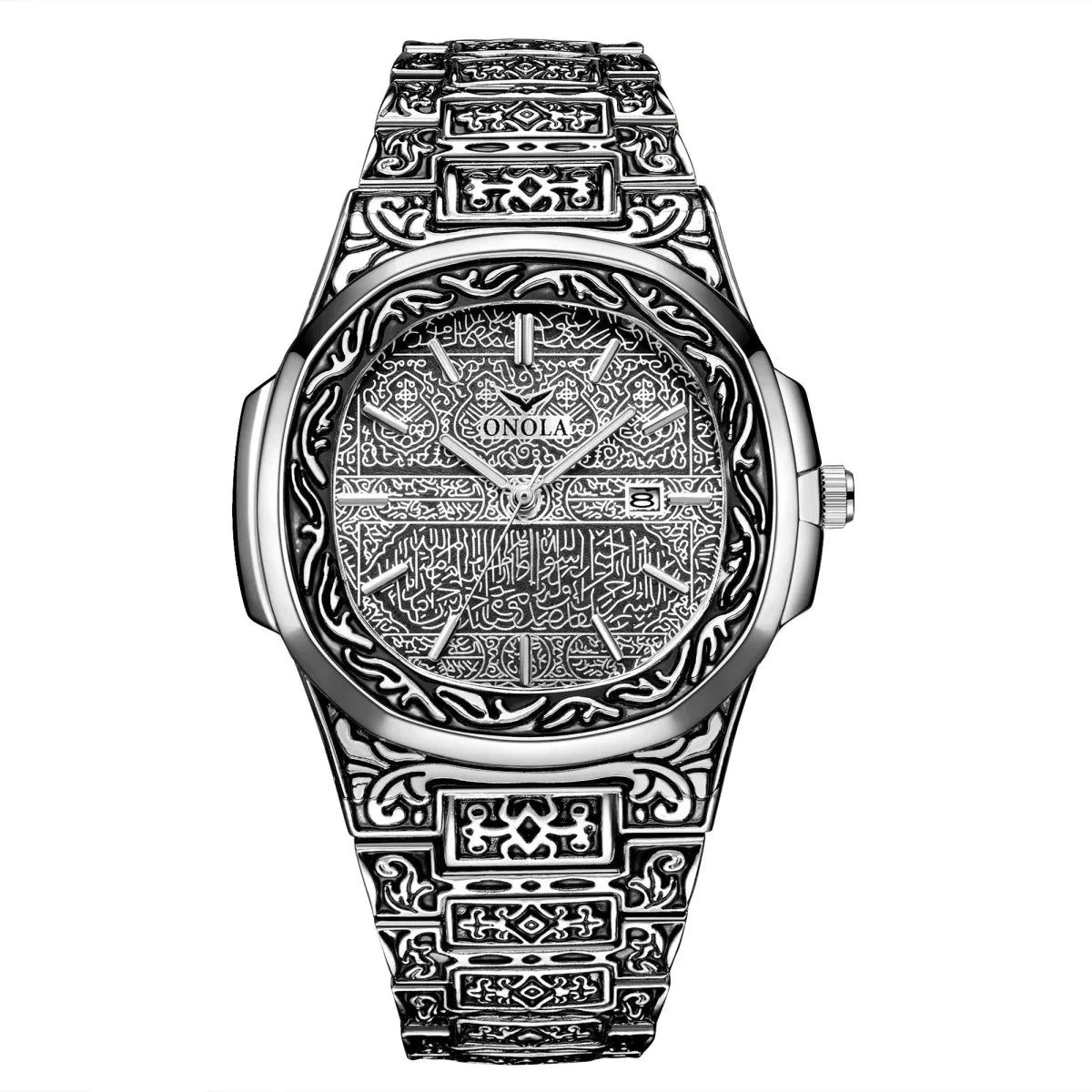 Men's Retro Watch ONOLA 3808 Waterproof Quartz with Steel Strip and Custom Muslim Azan Feature - Allen-Fitness