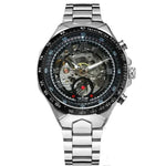 Men's Skeleton Wrist Watch Automatic Mechanical Display Retro Style Winner 432 Black Alloy - Allen-Fitness