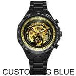 Men's Skeleton Wrist Watch Automatic Mechanical Display Retro Style Winner 432 Black Alloy - Allen-Fitness