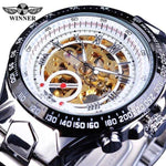 Men's Skeleton Wrist Watch Automatic Mechanical Display Retro Style Winner 432 Black Alloy - Allen-Fitness
