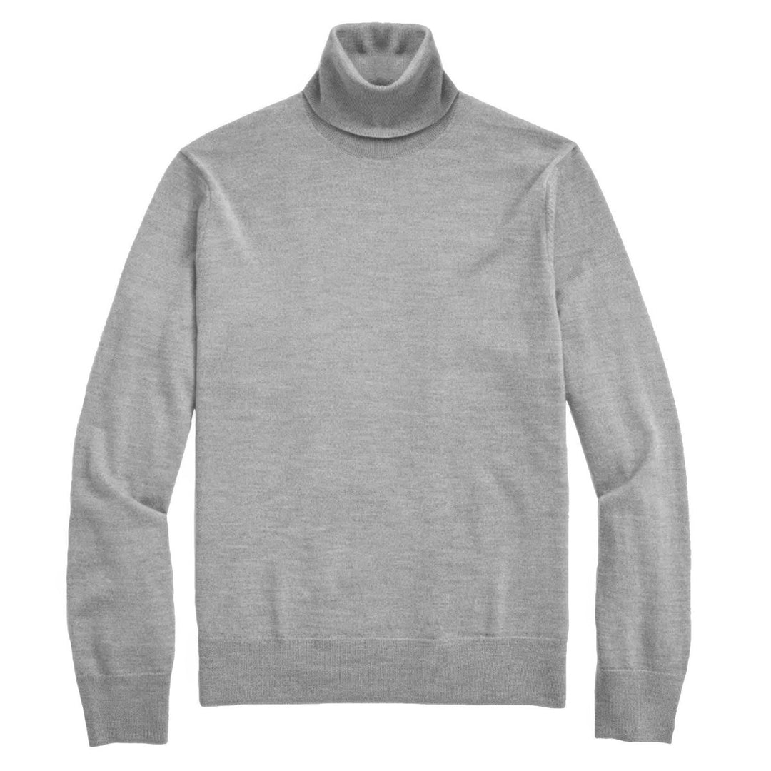 Gray turtleneck sweater on a white background