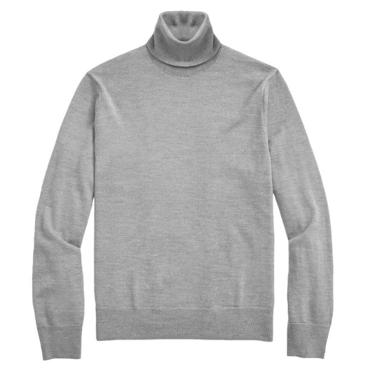 Gray turtleneck sweater on a white background