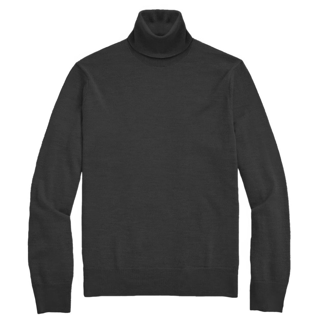 Black turtleneck sweater on a white background