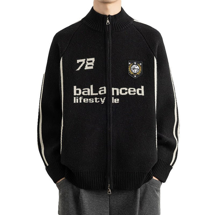 Men's Stand Collar Zip-Up Knit Cardigan Sweater - Premium Fitness & Activewear