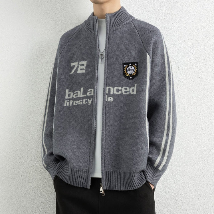 Men's Stand Collar Zip-Up Knit Cardigan Sweater - Premium Fitness & Activewear
