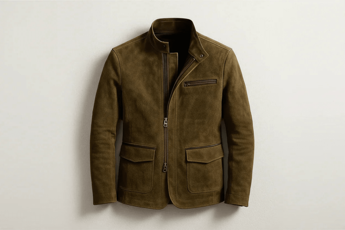 Mens Stand-Up Collar Zip-Up Jacket Casual Vintage Outerwear - Allen-Fitness