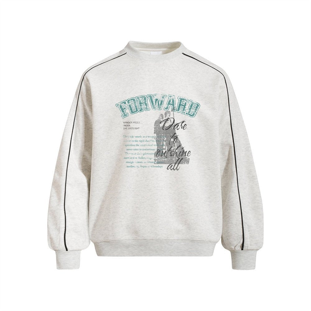 Men's Street Casual Letter Silhouette Print Long Sleeve Crew Neck Pullover Sweatshirt - Premium Fitness & Activewear