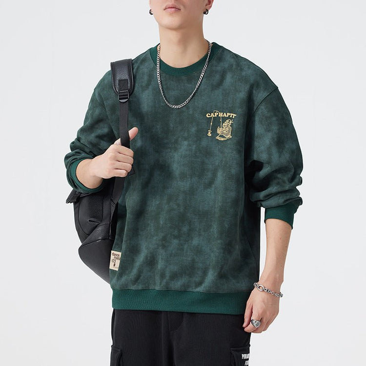 Men's Streetwear Long Sleeve Round Neck Fleece Lined Plus Size Sweatshirt - Premium Fitness & Activewear for Men & Women|UK