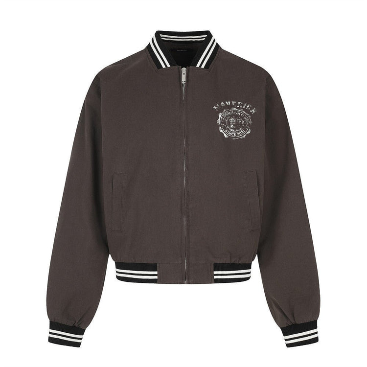 Men's Streetwear Vibe Zipper Stand Collar Cropped Loose Fit Baseball Jacket - Premium Fitness & Activewear