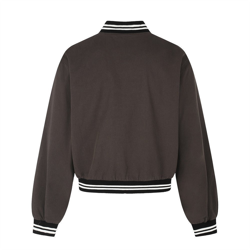 Men's Streetwear Vibe Zipper Stand Collar Cropped Loose Fit Baseball Jacket - Premium Fitness & Activewear