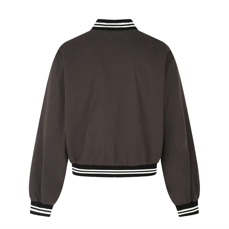 Men's Streetwear Vibe Zipper Stand Collar Cropped Loose Fit Baseball Jacket - Premium Fitness & Activewear
