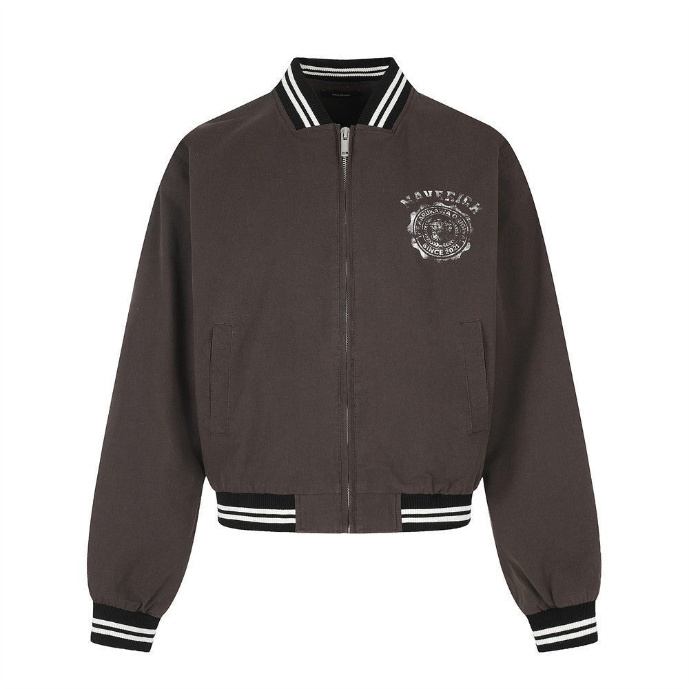 Men's Streetwear Vibe Zipper Stand Collar Cropped Loose Fit Baseball Jacket - Premium Fitness & Activewear