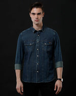 Men's Stylish Denim Shirt - Slim Fit with Full Sleeves by Temple Of Denim - Allen-Fitness