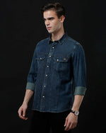 Men's Stylish Denim Shirt - Slim Fit with Full Sleeves by Temple Of Denim - Allen-Fitness