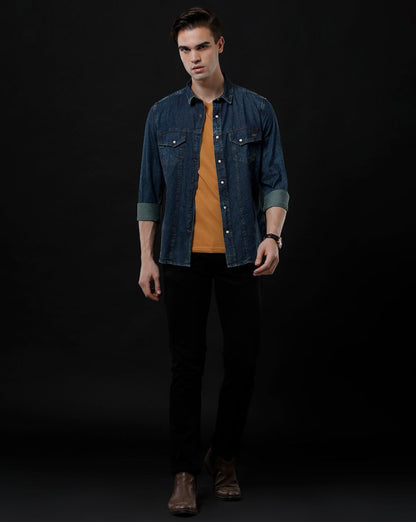 Men's Stylish Denim Shirt - Slim Fit with Full Sleeves by Temple Of Denim - Allen - Fitness