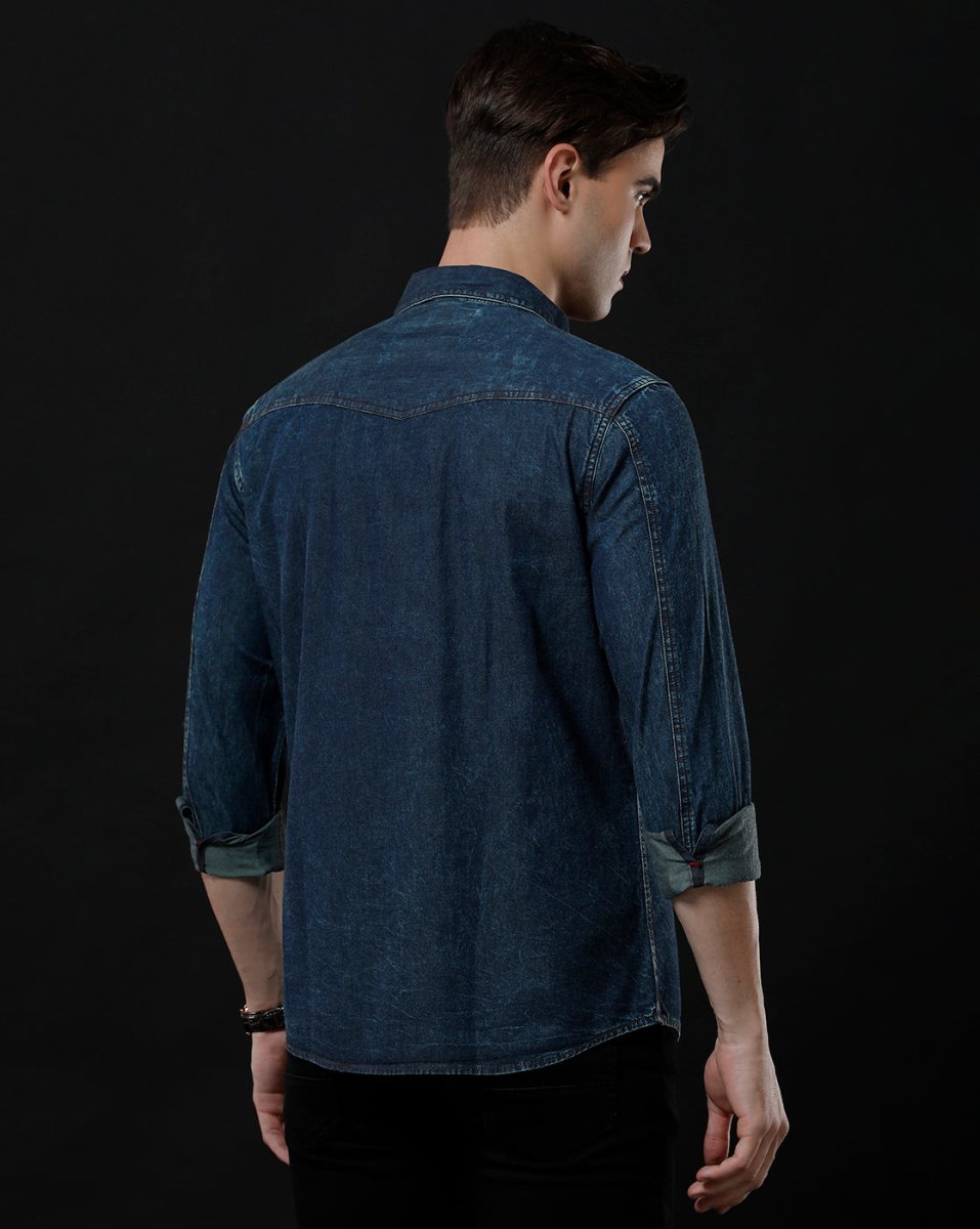 Men's Stylish Denim Shirt - Slim Fit with Full Sleeves by Temple Of Denim - Allen - Fitness