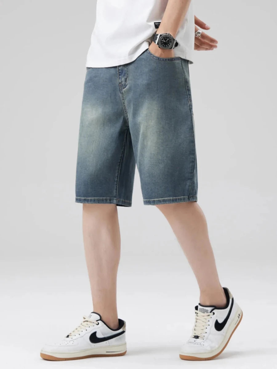 Men's Washed Denim Shorts with Pockets - Allen Fitness | Running Shoes, Leggings & Activewear UK