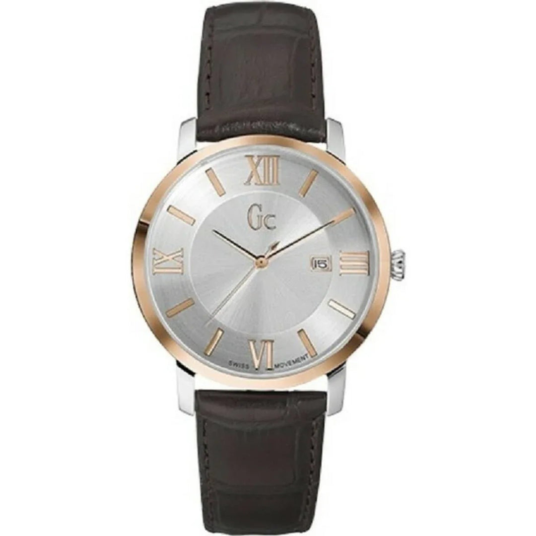Men's Watch GC Watches X60019G1S, Stylish 40mm Silver Stainless Steel Wristwatch with Leather Strap - Allen-Fitness