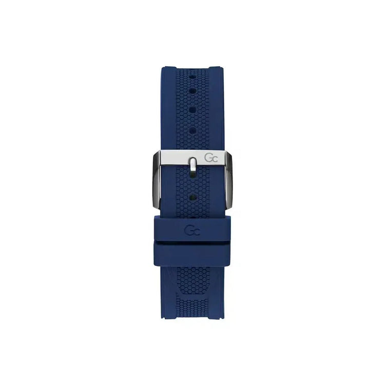 Men's Watch GC Watches Z07001G7MF - 44mm Stainless Steel Case, Blue Silicone Strap, 10 ATM Water Resistant - Allen-Fitness