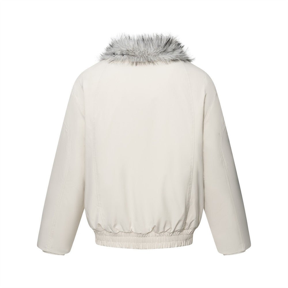 Men's Winter Padded Bomber Jacket with Two-Way Zipper and Faux Fur Collar - Premium Fitness & Activewear