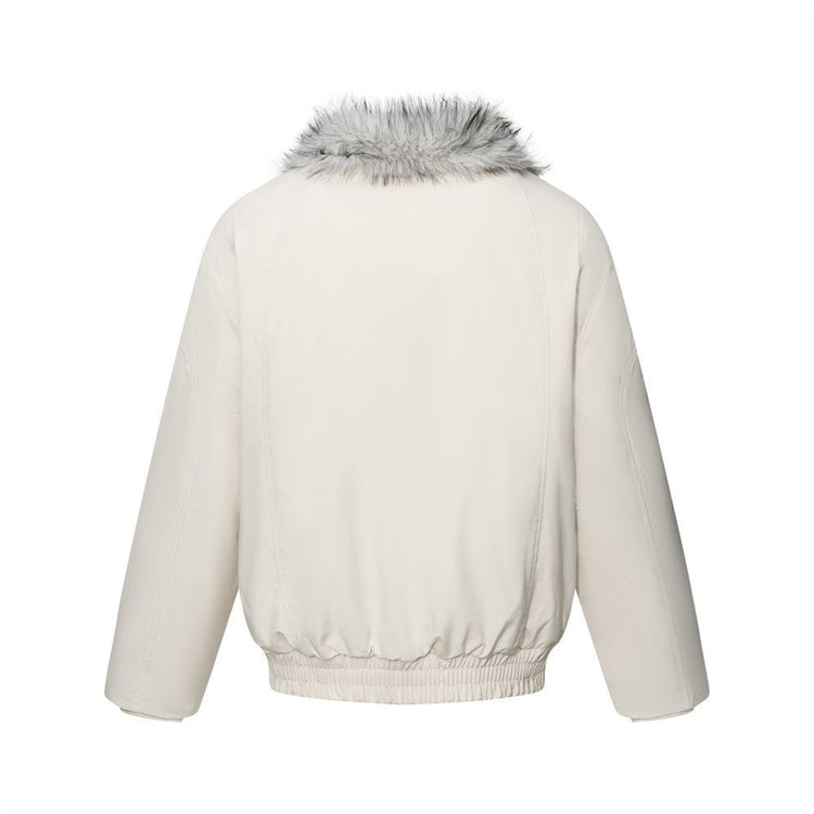 Men's Winter Padded Bomber Jacket with Two-Way Zipper and Faux Fur Collar - Premium Fitness & Activewear