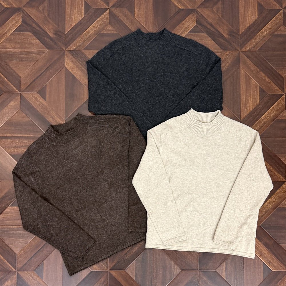 Men'sClean Fit Solid Color Long Sleeve Stand Collar Knit Sweater - Premium Fitness & Activewear