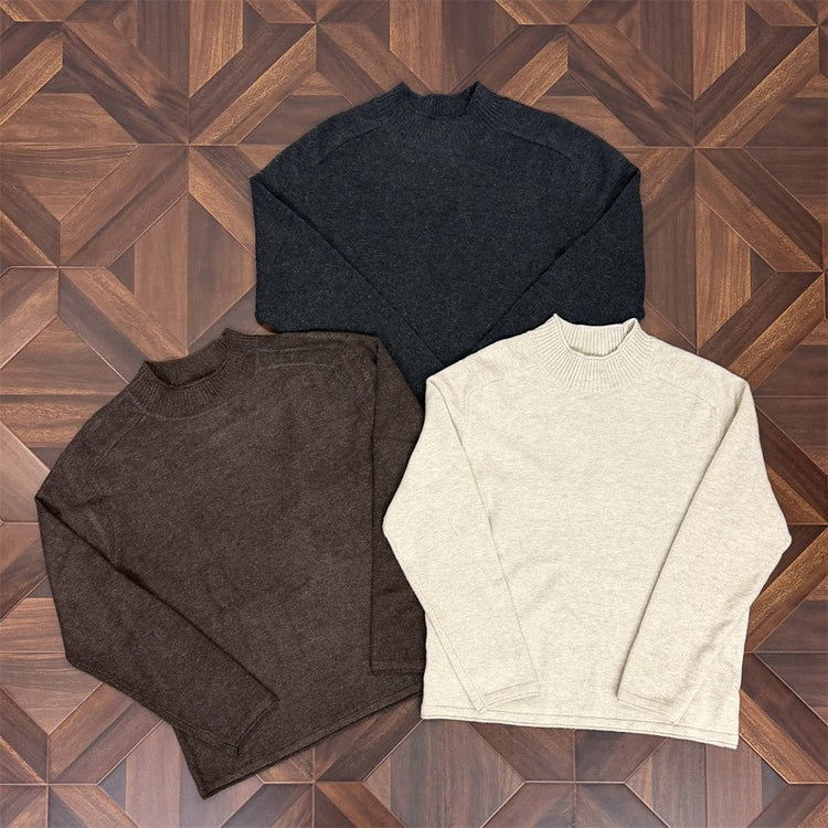 Men'sClean Fit Solid Color Long Sleeve Stand Collar Knit Sweater - Premium Fitness & Activewear