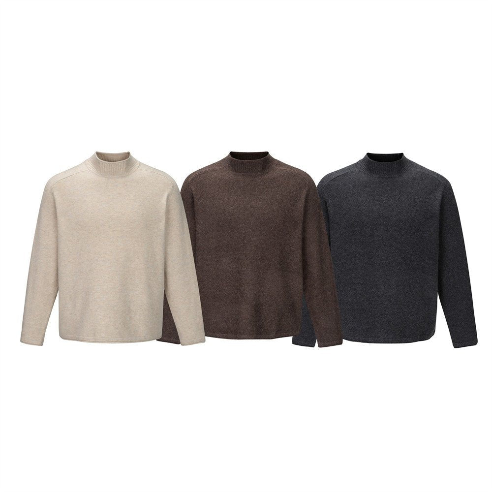 Men'sClean Fit Solid Color Long Sleeve Stand Collar Knit Sweater - Premium Fitness & Activewear