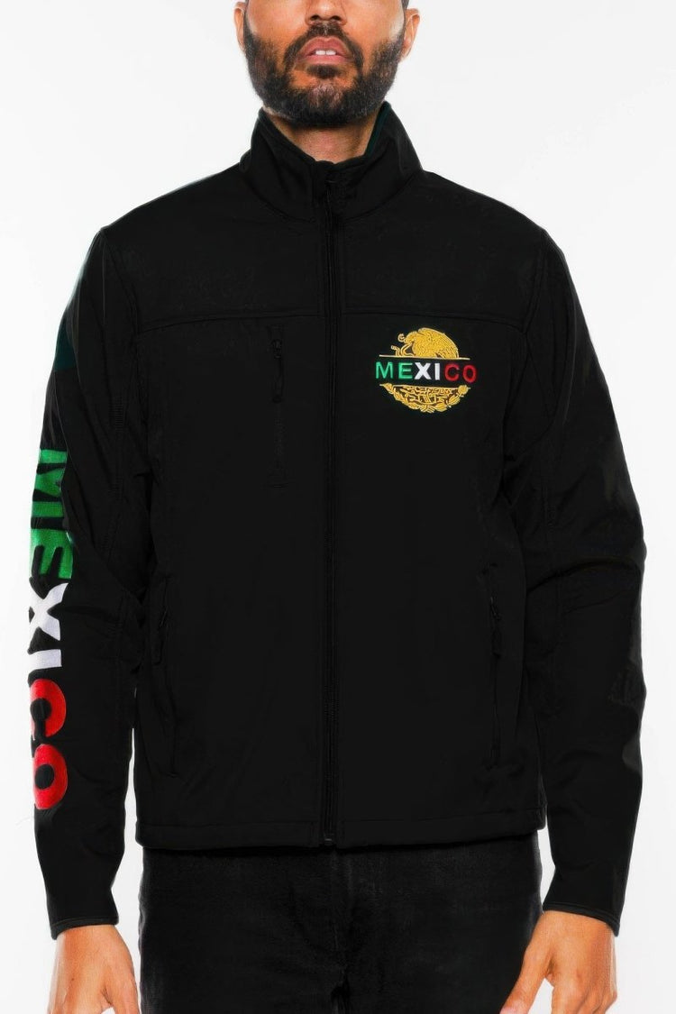 Black jacket with 'Mexico' branding on a white background