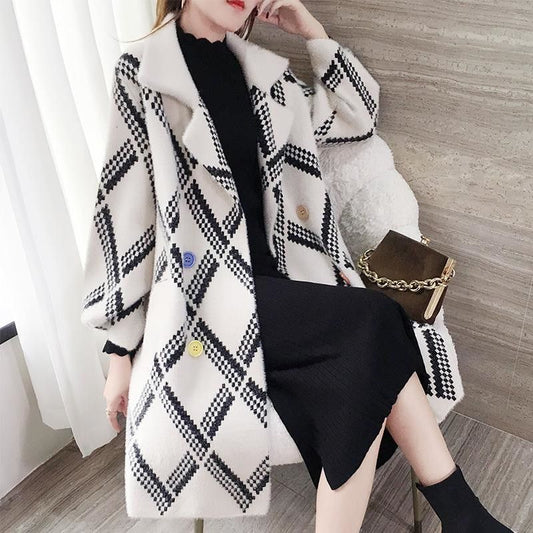 Women's Faux Mink Coat - Mid-Length, Soft Polyester, Available in 4 Colors, Sizes S-3XL.