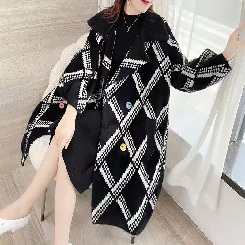 Women's Faux Mink Coat - Mid-Length, Soft Polyester, Available in 4 Colors, Sizes S-3XL.