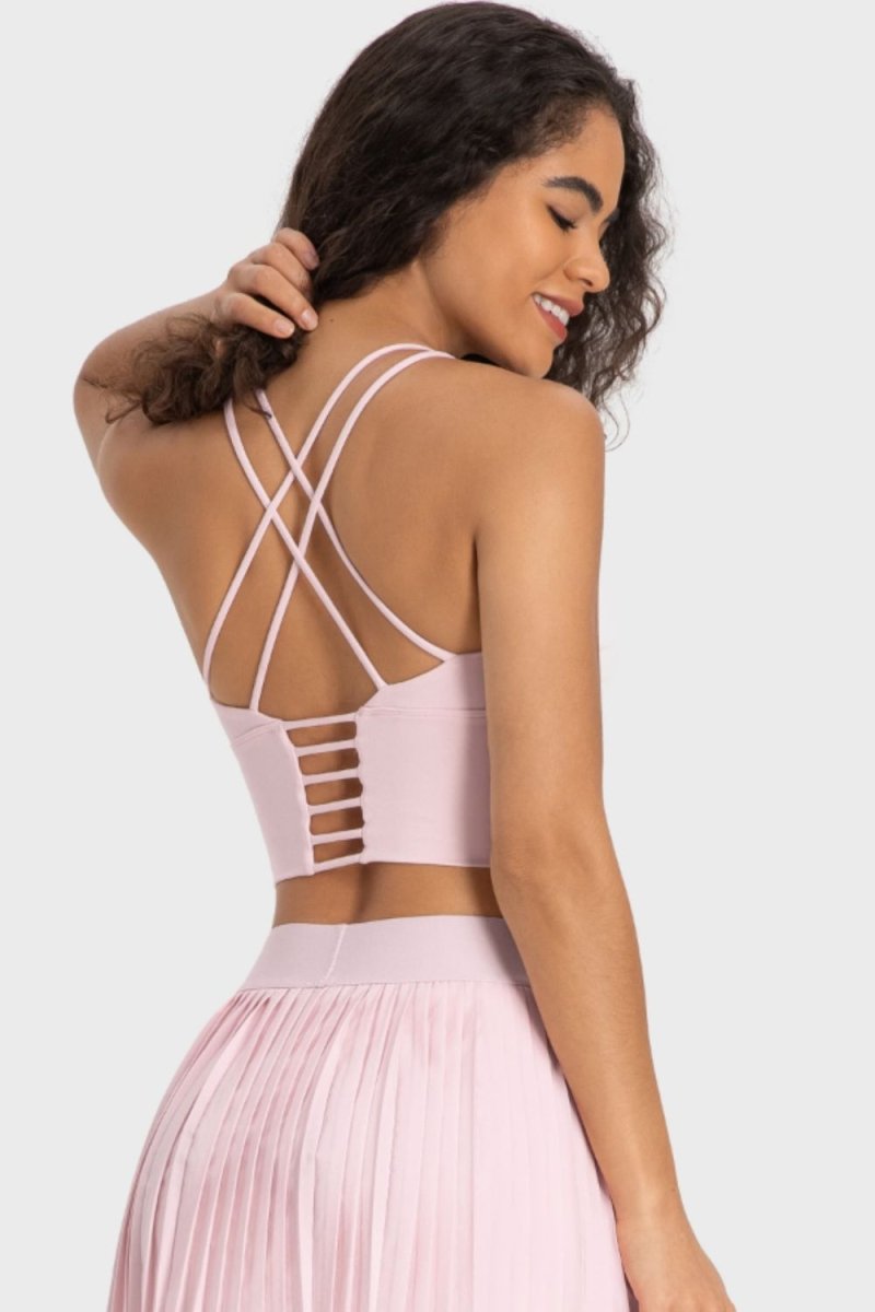 Millennia Crisscross Back Ladder Detail Sports Bra - Premium Fitness &amp; Activewear for Men &amp; Women|UK