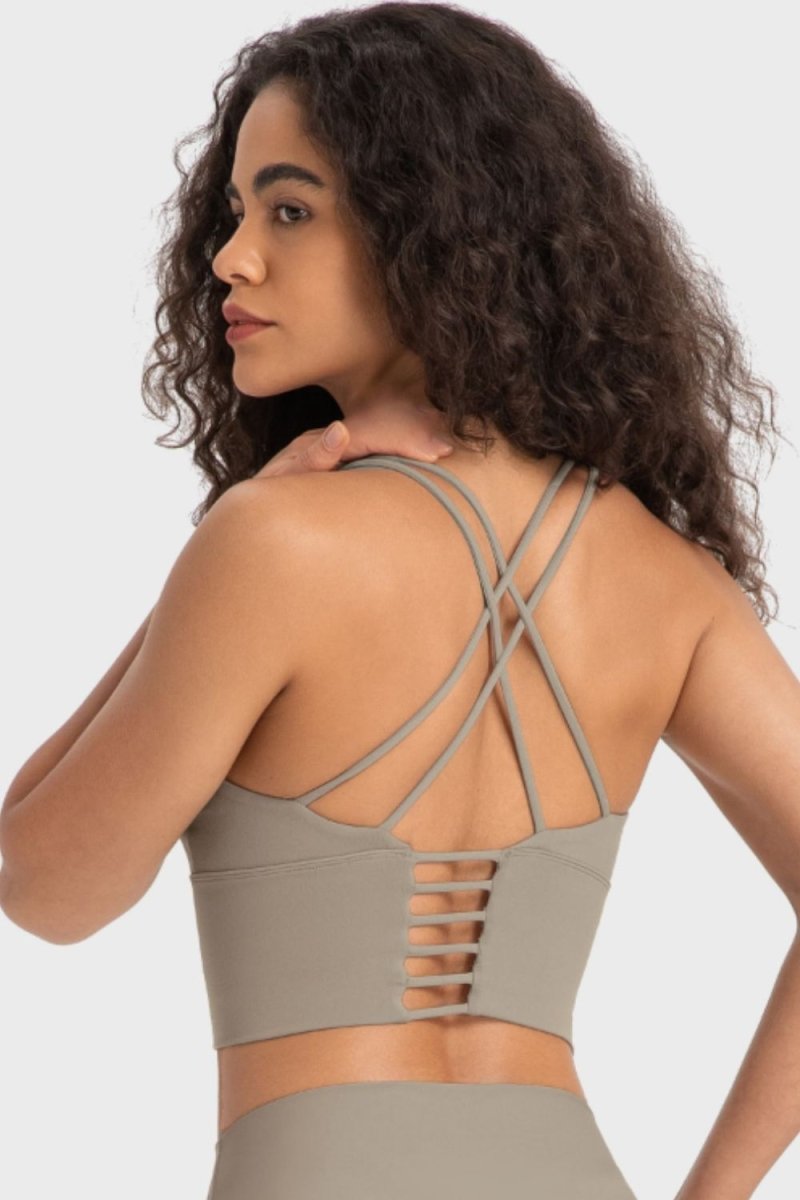 Millennia Crisscross Back Ladder Detail Sports Bra - Premium Fitness &amp; Activewear for Men &amp; Women|UK