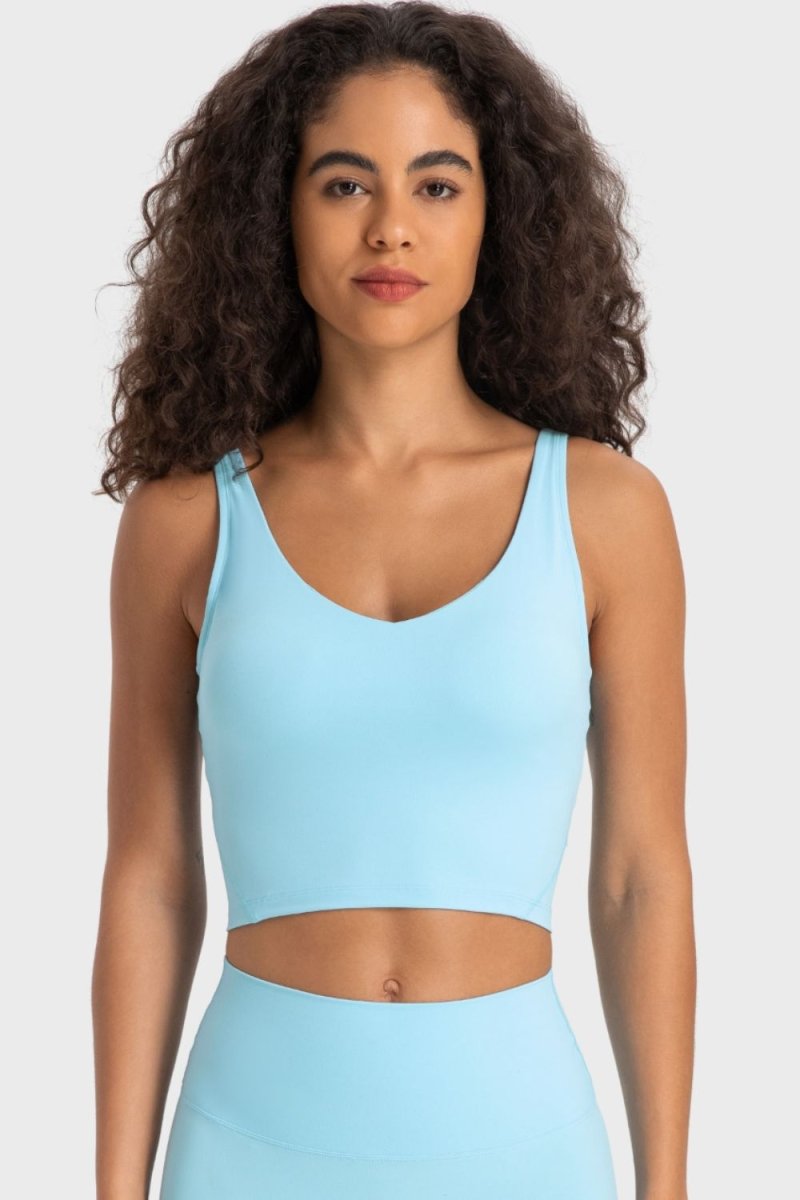 Millennia Deep V-Neck Crop Sports Bra - Premium Fitness &amp; Activewear for Men &amp; Women|UK