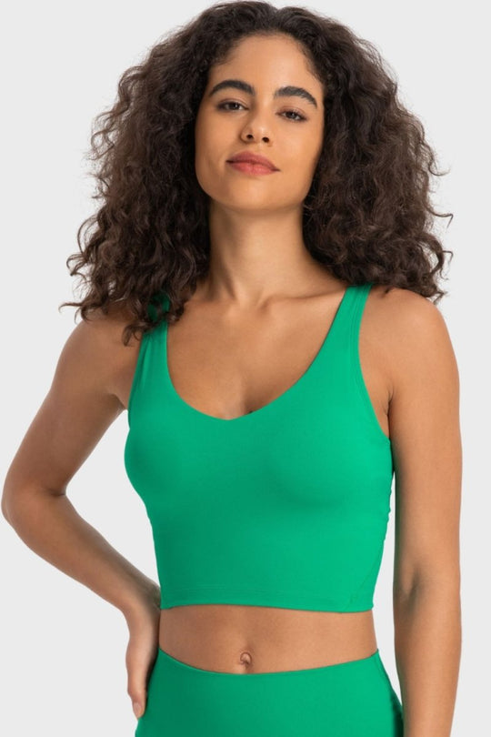 Millennia Deep V-Neck Crop Sports Bra - Premium Fitness &amp; Activewear for Men &amp; Women|UK