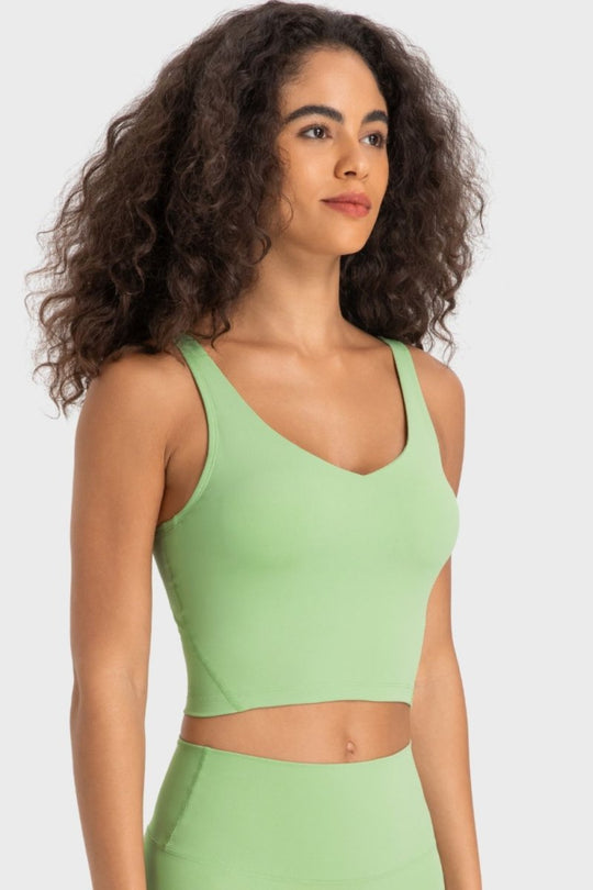Millennia Deep V-Neck Crop Sports Bra - Premium Fitness &amp; Activewear for Men &amp; Women|UK