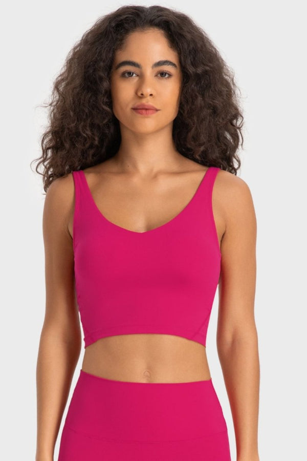 Millennia Deep V-Neck Crop Sports Bra - Premium Fitness & Activewear for Men & Women|UK
