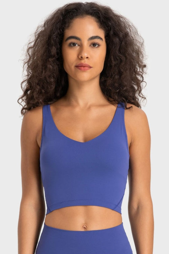 Millennia Deep V-Neck Crop Sports Bra - Premium Fitness &amp; Activewear for Men &amp; Women|UK