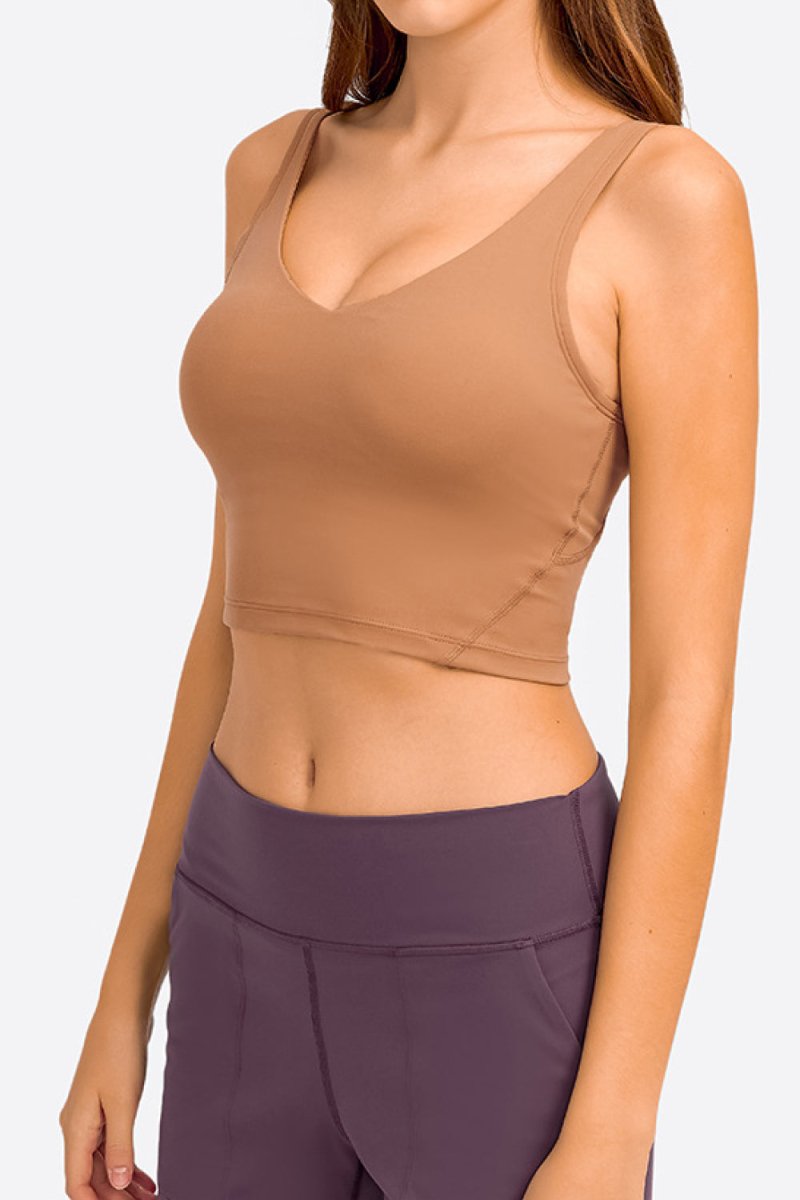 Millennia Deep V-Neck Crop Sports Bra - Premium Fitness &amp; Activewear for Men &amp; Women|UK