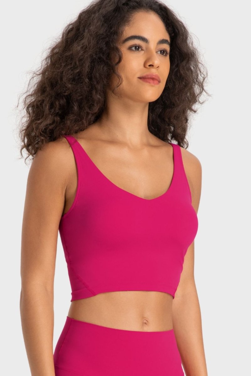 Millennia Deep V-Neck Crop Sports Bra - Premium Fitness &amp; Activewear for Men &amp; Women|UK