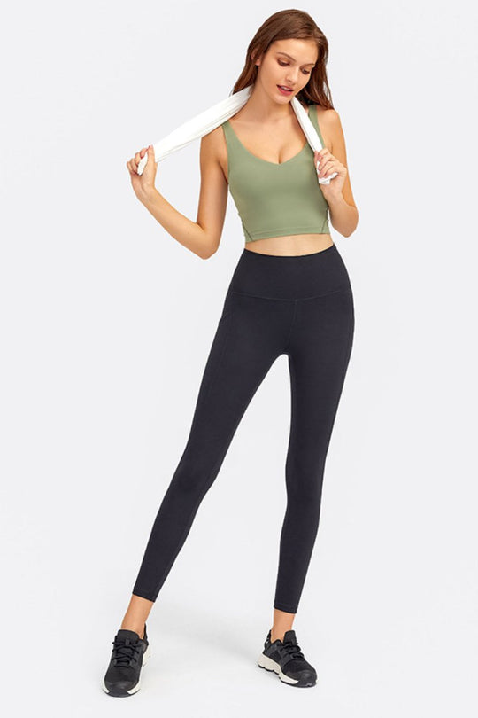 Millennia Deep V-Neck Crop Sports Bra - Premium Fitness &amp; Activewear for Men &amp; Women|UK