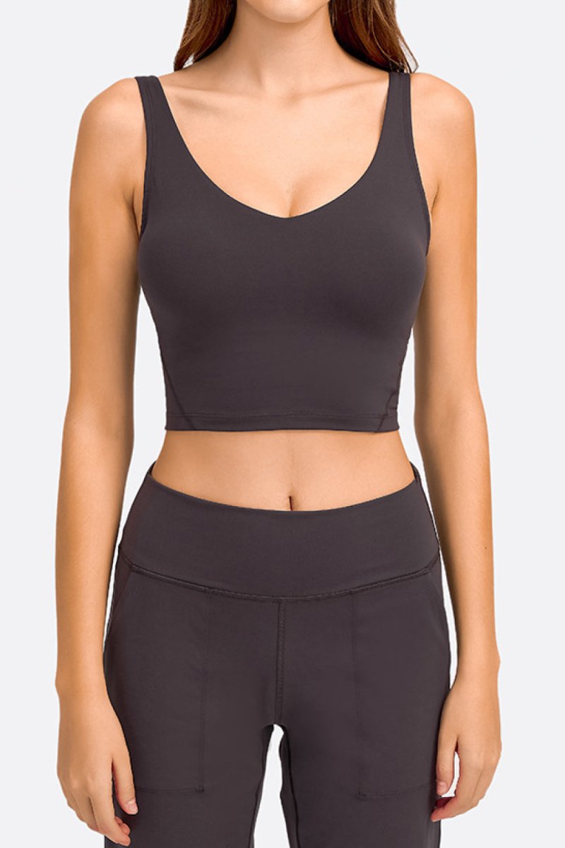 Millennia Deep V-Neck Crop Sports Bra - Premium Fitness &amp; Activewear for Men &amp; Women|UK